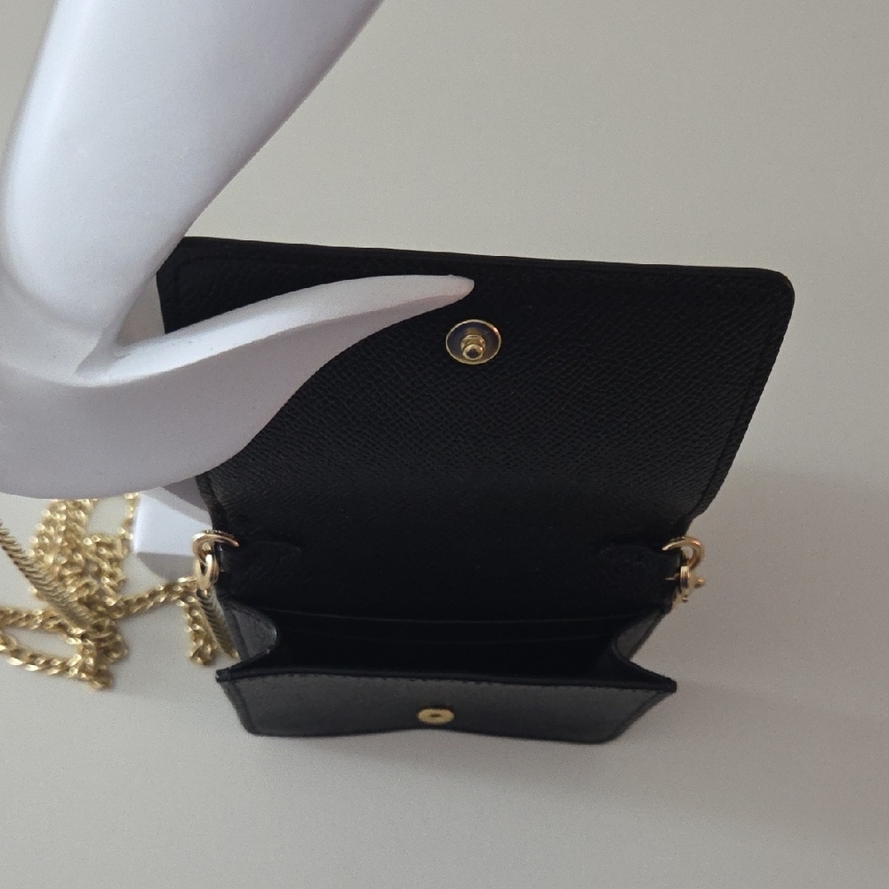 Coach Black Leather Crossbody with Gold Chain Trim - Picture 4 of 4